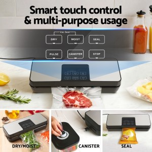 devanti food vacuum sealer machine auto seal cutter 5 modes storage bags 4 rolls
