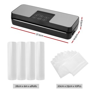 devanti food vacuum sealer machine auto seal cutter 5 modes storage bags 28cm 6m 4 rolls