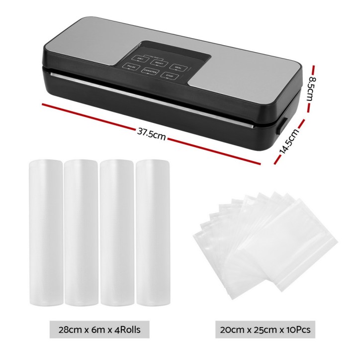 devanti food vacuum sealer machine auto seal cutter 5 modes storage bags 28cm 6m 4 rolls