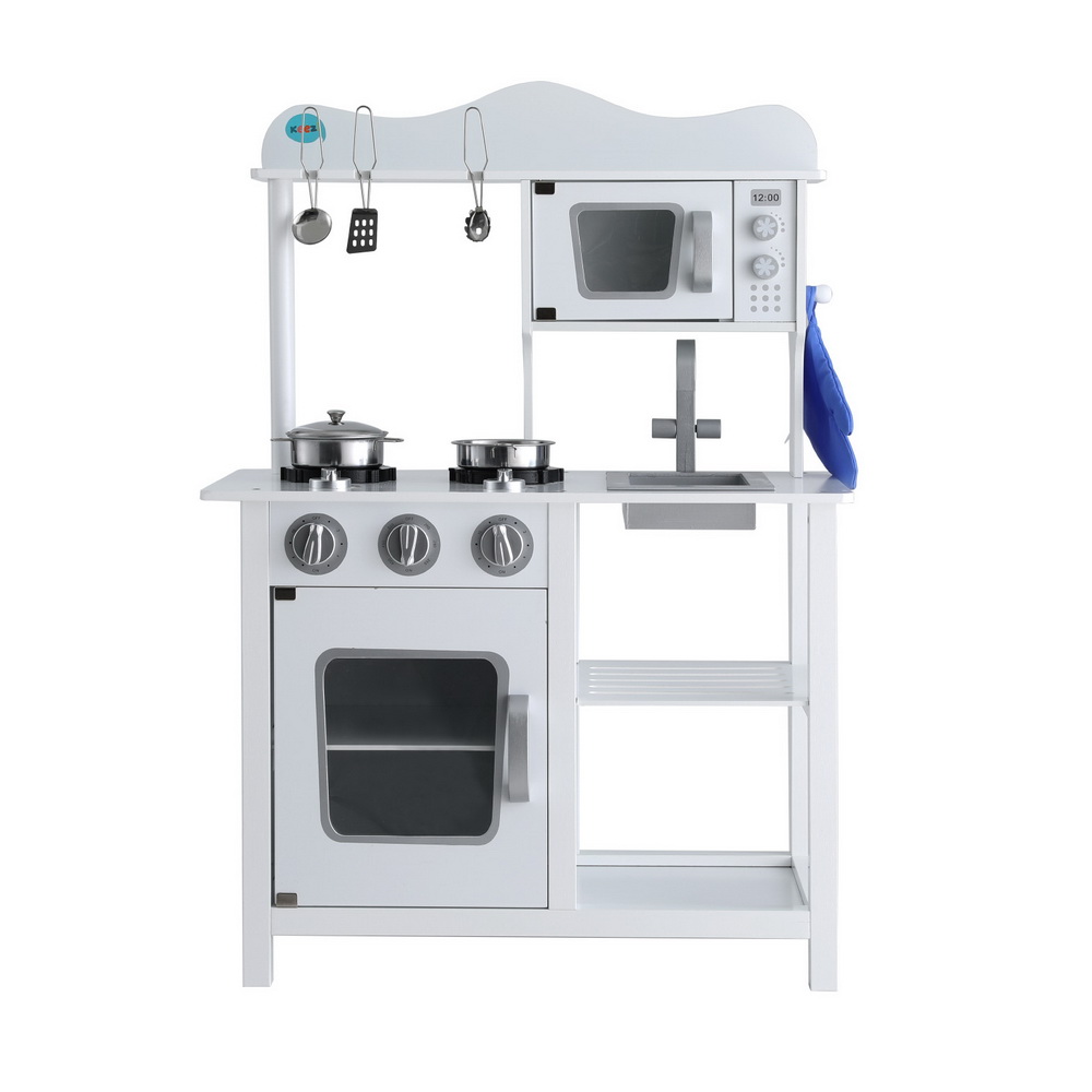 keezi kids kitchen play set wooden pretend toys cooking children cookware food