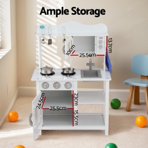 keezi kids kitchen play set wooden pretend toys cooking children cookware food