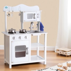 keezi kids kitchen play set wooden pretend toys cooking children cookware food