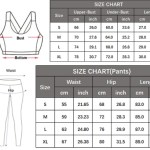 Women's clothing size chart for tops and pants.