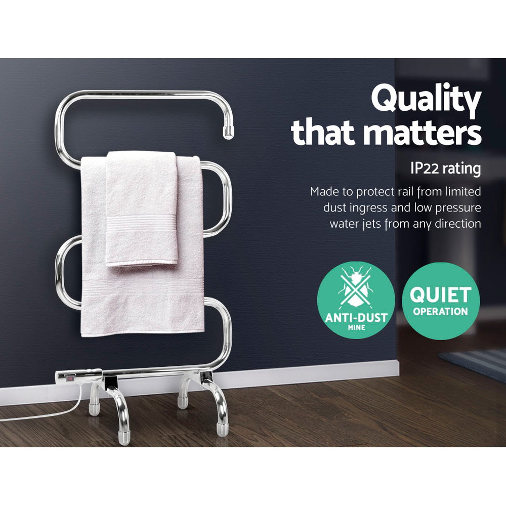 devanti electric heated towel rail rack 5 bars freestanding clothes dry warmer
