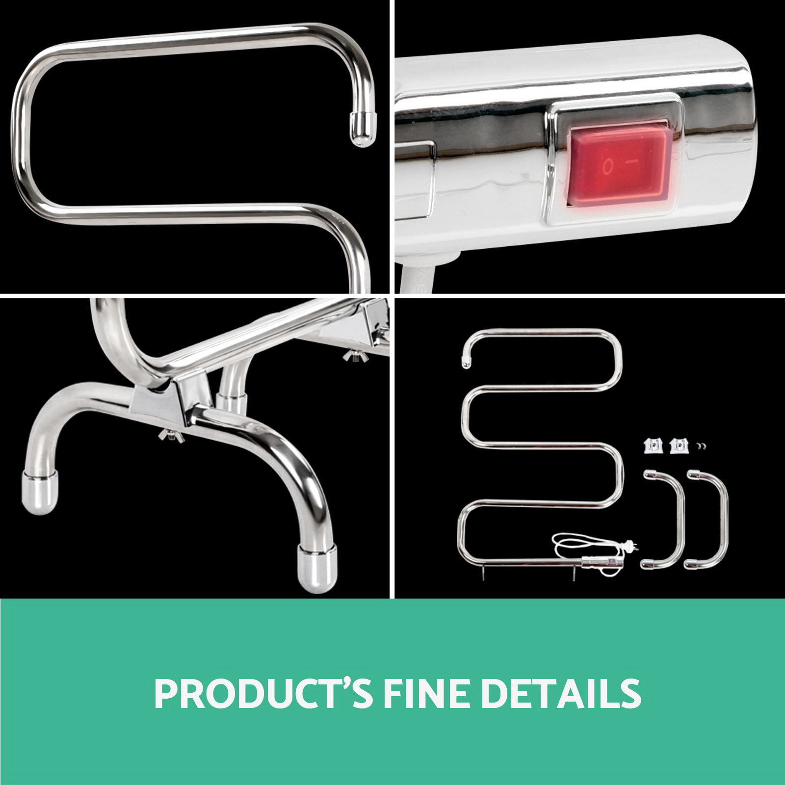 devanti electric heated towel rail rack 5 bars freestanding clothes dry warmer