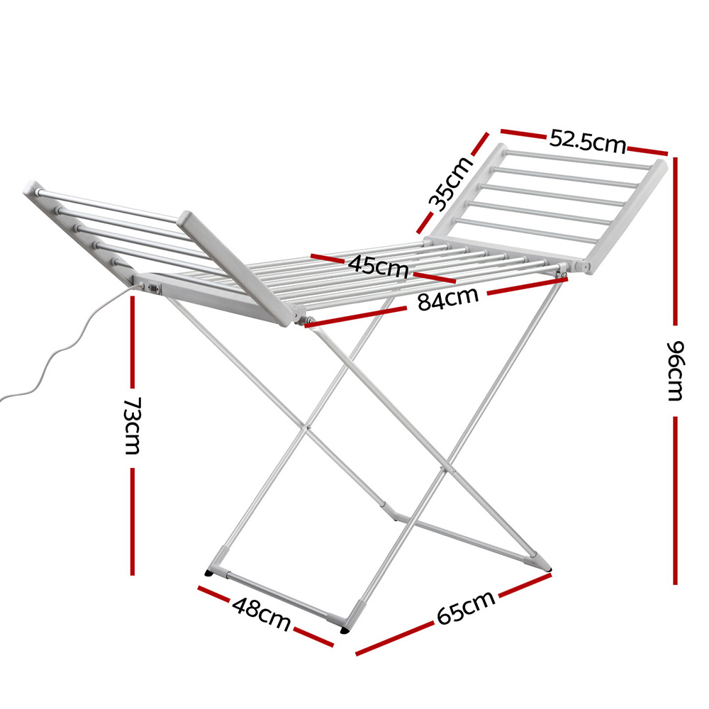 devanti electric heated towel rail rack 18 bars freestanding clothes dry warmer