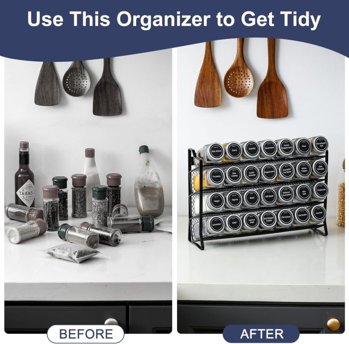 spice rack organiser with 28 spice jars, spice labels, funnel and marker for kitchen countertop spice rack organiser with 28 spice jars, spice labels, funnel and marker for kitchen countertop