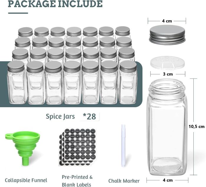 spice rack organiser with 28 spice jars, spice labels, funnel and marker for kitchen countertop spice rack organiser with 28 spice jars, spice labels, funnel and marker for kitchen countertop