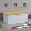 bread bin with bamboo lid used as chopping board for kitchen countertop