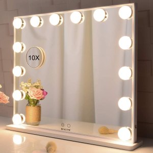 hollywood makeup vanity mirror with led lights and detachable 10x magnification mirror (white, 62 x 51 cm) hollywood makeup vanity mirror with led lights and detachable 10x magnification mirror (white, 62 x 51 cm)