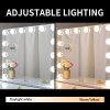 hollywood makeup vanity mirror with led lights and detachable 10x magnification mirror (white, 62 x 51 cm)