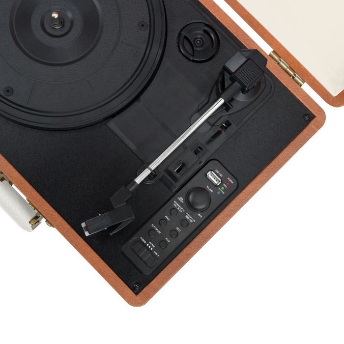 mbeat aria retro turntable with bluetooth & usb disk record