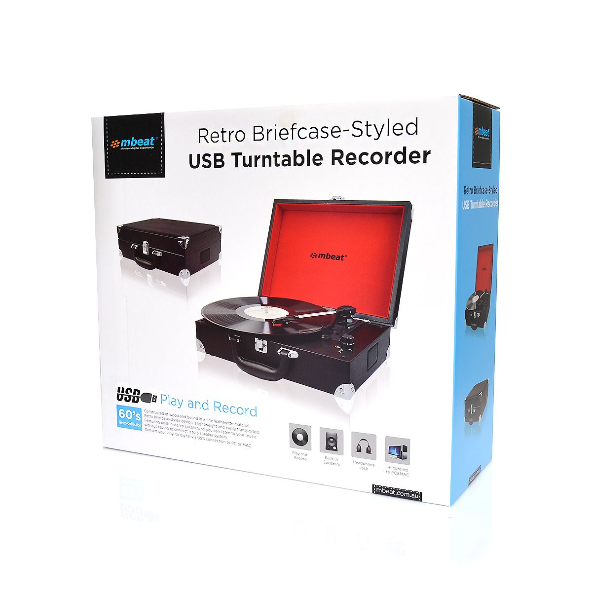 mbeat retro briefcase styled usb turntable