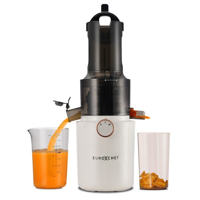 EUROCHEF Cold Press Slow Juicer Machine, Large Chute, 200W, White EUROCHEF Cold Press Slow Juicer Machine, Large Chute, 200W, White