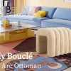 ridge arch ottoman stool teddy fleece fabric foot rest 45cm beige