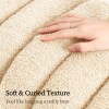 ridge arch ottoman stool teddy fleece fabric foot rest 45cm beige