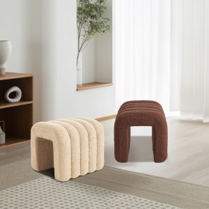 ridge arch ottoman stool teddy fleece fabric foot rest 45cm beige ridge arch ottoman stool teddy fleece fabric foot rest 45cm beige