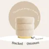 2x round stacked ottoman stool teddy fleece fabric foot rest 38cm beige 2x round stacked ottoman stool teddy fleece fabric foot rest 38cm beige