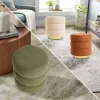 2x round stacked ottoman stool teddy fleece fabric foot rest 38cm beige 2x round stacked ottoman stool teddy fleece fabric foot rest 38cm beige