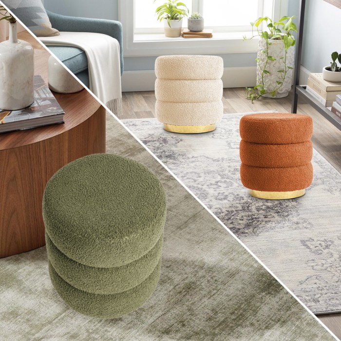 2x round stacked ottoman stool teddy fleece fabric foot rest 38cm beige 2x round stacked ottoman stool teddy fleece fabric foot rest 38cm beige