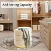 2x round stacked ottoman stool teddy fleece fabric foot rest 38cm beige 2x round stacked ottoman stool teddy fleece fabric foot rest 38cm beige
