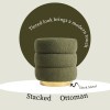 2x round stacked ottoman stool teddy fleece fabric foot rest 38cm green