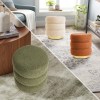 2x round stacked ottoman stool teddy fleece fabric foot rest 38cm green