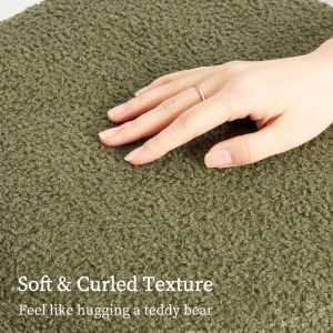 2x round stacked ottoman stool teddy fleece fabric foot rest 38cm green