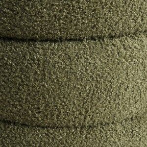 2x round stacked ottoman stool teddy fleece fabric foot rest 38cm green