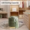 2x round stacked ottoman stool teddy fleece fabric foot rest 38cm green