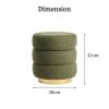 2x round stacked ottoman stool teddy fleece fabric foot rest 38cm green