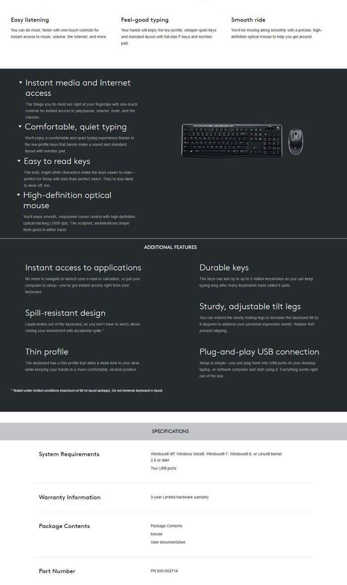 logitech mk200 media keyboard mouse (920 002693)
