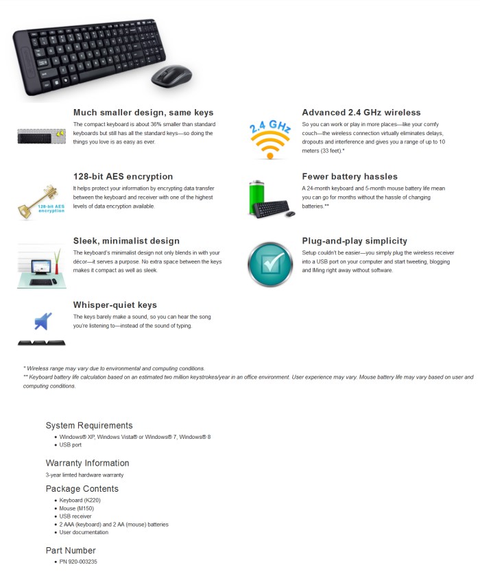 logitech mk220 wireless keyboard mouse (920 003235) logitech mk220 wireless keyboard mouse (920 003235)