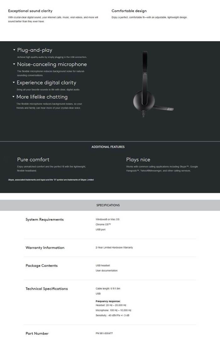 logitech h340 usb headset (981 000477)
