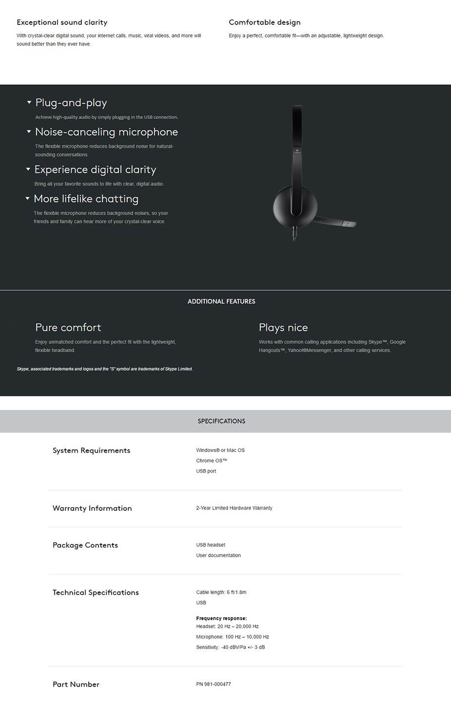 logitech h340 usb headset (981 000477)