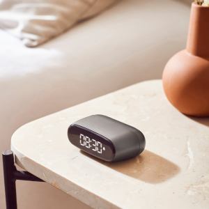 lexon minut mini alarm clock gunmetal