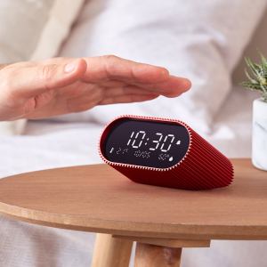 lexon ray clock lcd alarm clock with temperature / humidity display red lexon ray clock lcd alarm clock with temperature / humidity display red