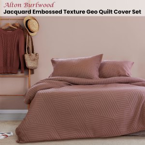 ardor alton burlwood jacquard embossed texture geo quilt cover set king