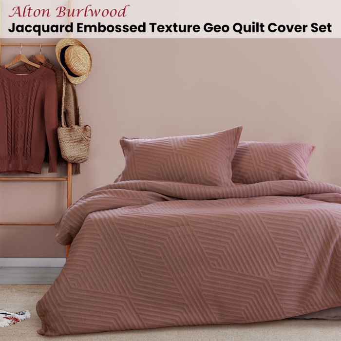 ardor alton burlwood jacquard embossed texture geo quilt cover set king ardor alton burlwood jacquard embossed texture geo quilt cover set king