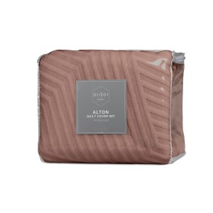 ardor alton burlwood jacquard embossed texture geo quilt cover set king