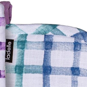 ladelle tri colour trinny random pattern/colour reversible set of 2 oven mitts 18 x 33 cm
