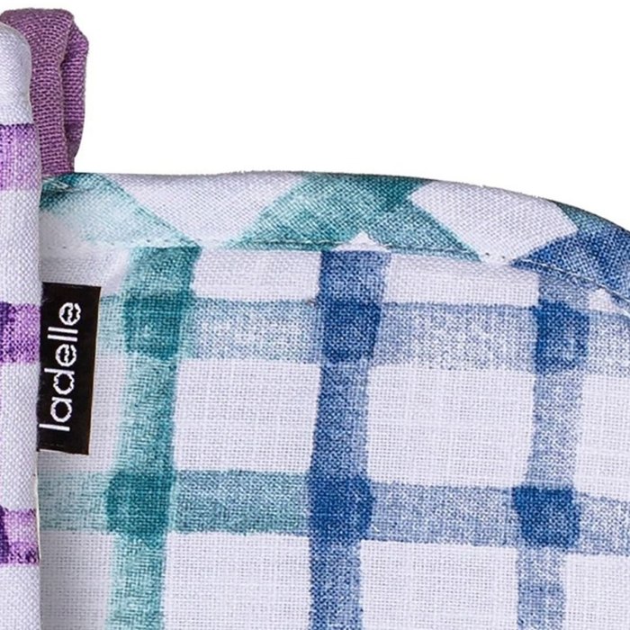 ladelle tri colour trinny random pattern/colour reversible set of 2 oven mitts 18 x 33 cm