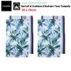 ladelle set of 4 zest leaves green cotton kitchen tea towels 50 x 70 cm
