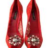 dolce & gabbana women's red taormina lace crystal heels pumps shoes 36.5 eu dolce & gabbana women's red taormina lace crystal heels pumps shoes 36.5 eu