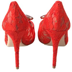 dolce & gabbana women's red taormina lace crystal heels pumps shoes 36.5 eu dolce & gabbana women's red taormina lace crystal heels pumps shoes 36.5 eu