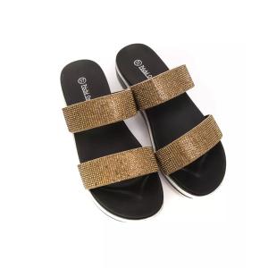 rhinestone embellished low sandal with two straps 40 eu women