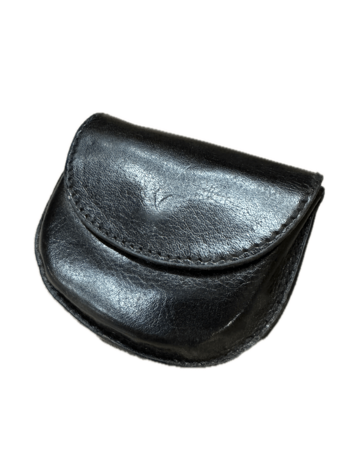 milleni genuine leather coin purse holder wallet with belt loop black