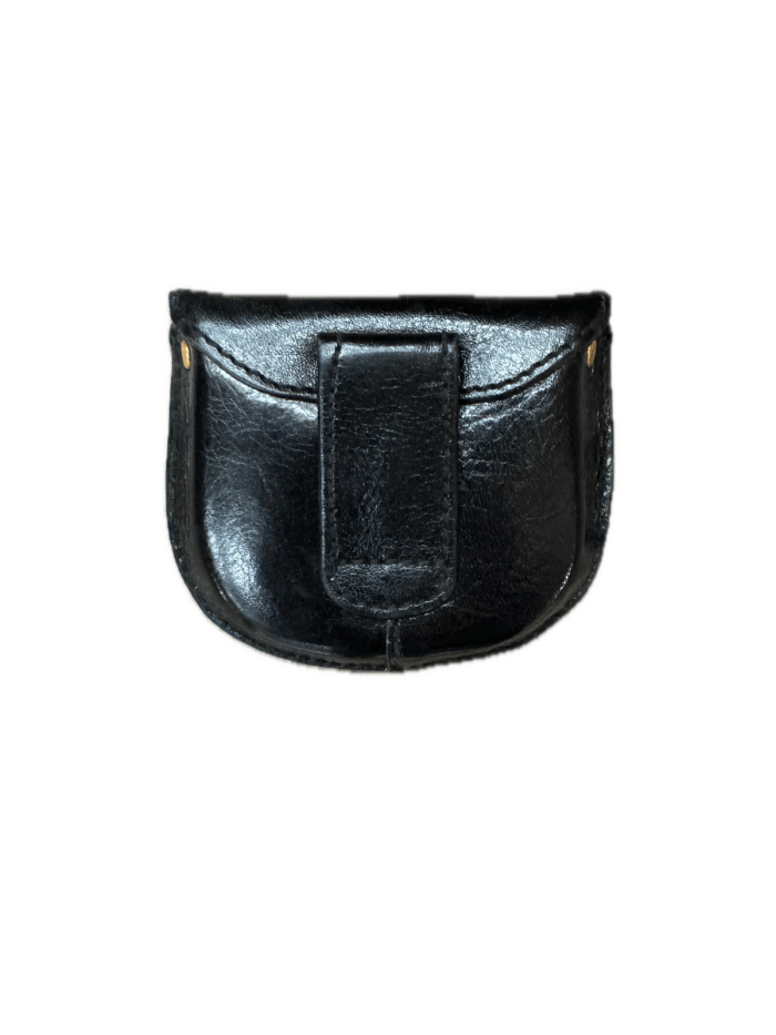 milleni genuine leather coin purse holder wallet with belt loop black