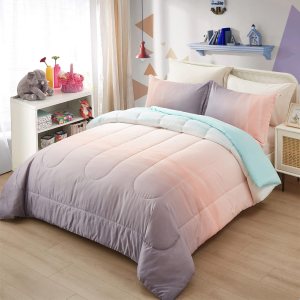 girls comforter set, queen size, ombre blue pink rainbow 3 piece bedding collection girls comforter set, queen size, ombre blue pink rainbow 3 piece bedding collection