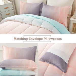 girls comforter set, queen size, ombre blue pink rainbow 3 piece bedding collection girls comforter set, queen size, ombre blue pink rainbow 3 piece bedding collection